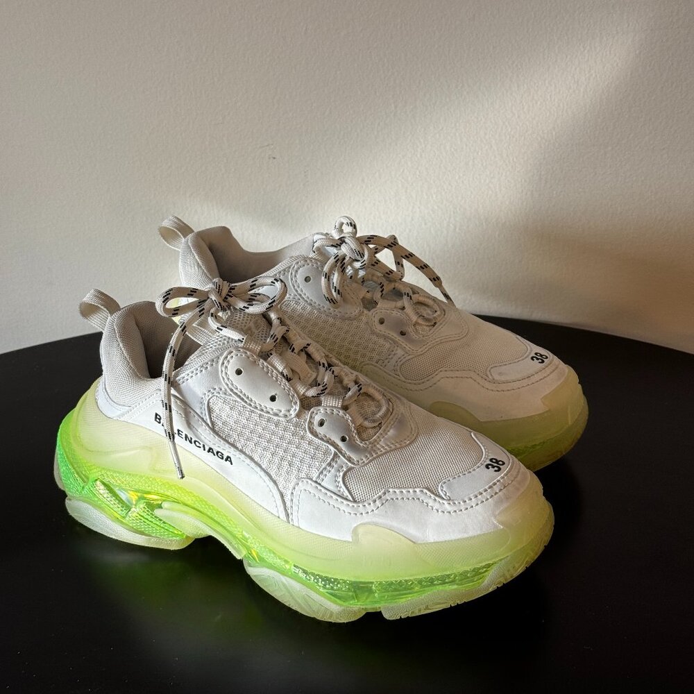 Balenciaga Triple S Clear Sole White / Fluo Yellow – EU 38 (US 8) - Excellent